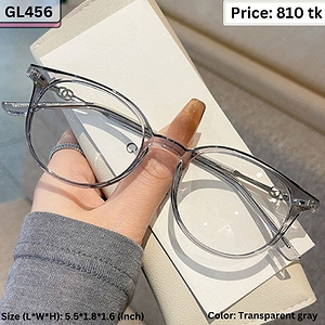 Transparent Gray Round Oval Plastic Frame Eyeglasses for Women & Men – GL456