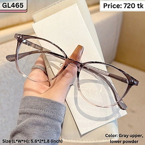 Transparent Gray and Powder Pink Gradient Round Oval Plastic Frame Eyeglasses for Women & Men – GL465