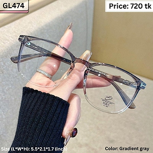 Transparent Gradient Gray Square Plastic Frame Eyeglasses for Women & Men – GL474