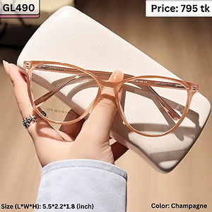 Transparent Champagne Cat Eye Plastic Frame Eyeglasses for Women – GL490