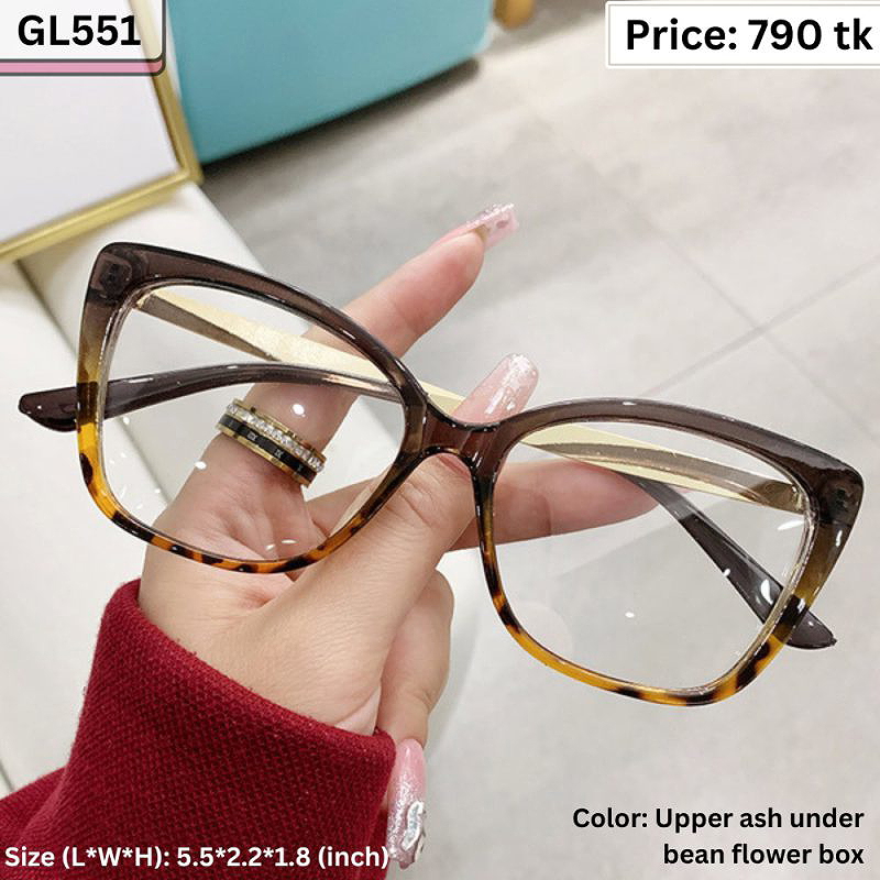 Ash Gray and Tortoise Dual Tone Square Cat Eye Plastic Frame Eyeglasses for Women – GL551