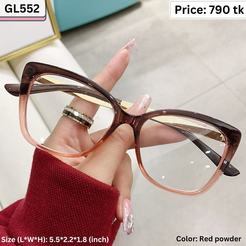 Red and Powder Pink Gradient Square Cat Eye Plastic Frame Eyeglasses for Women – GL552