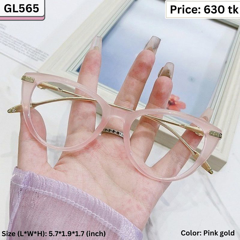 Pink and Gold Cat Eye Plastic Frame Eyeglasses for Women – GL565