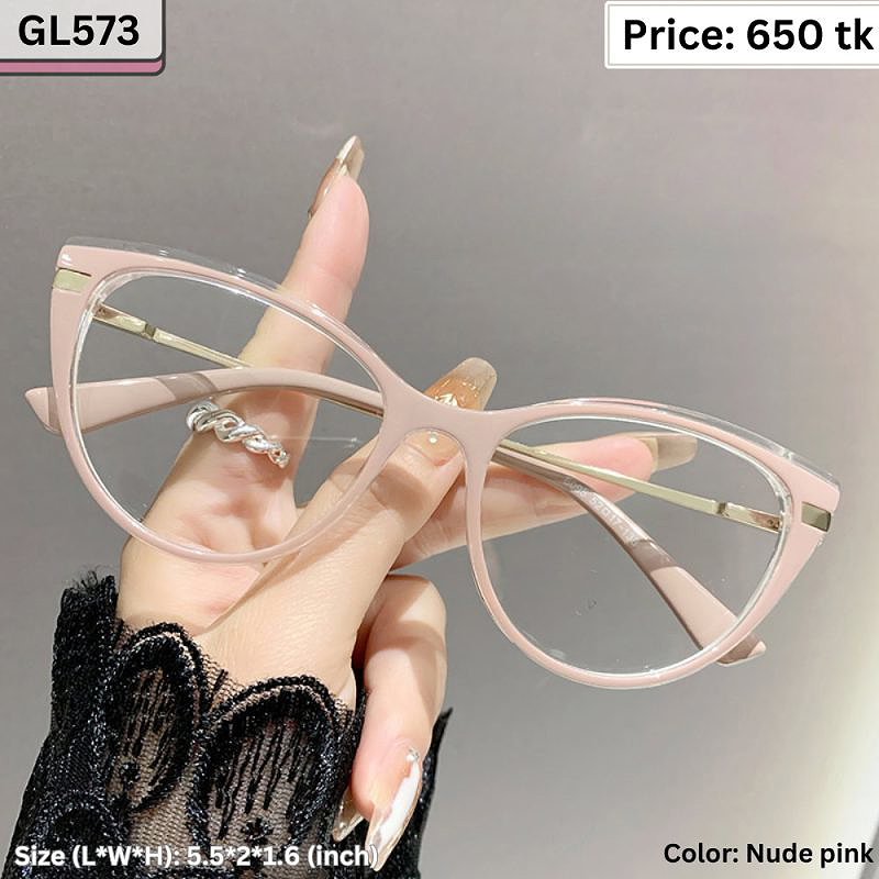 Nude Pink Cat Eye Plastic Frame Eyeglasses for Women – GL573