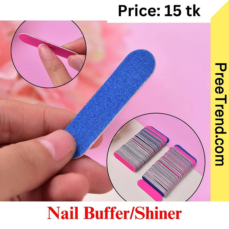 Mini Double-Sided Pink & Blue Emery Board Nail Buffer Shiner File (1 Pc) - Buffer