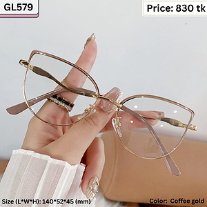 Coffee and Gold Cat Eye Metal Frame Eyeglasses for Women – GL579