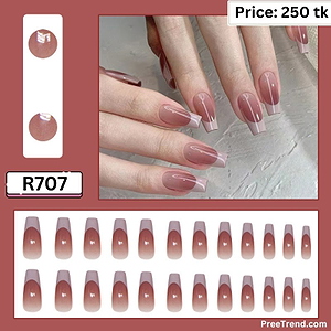 Printed Lilac Purple Classic French Tip Rosy Jelly Nude Long Coffin Press On Nails (24 Pcs) - R707