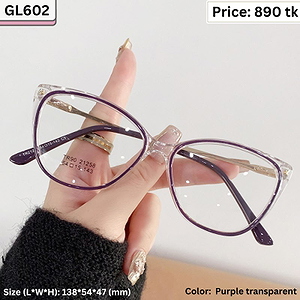 Purple Transparent Cat Eye Plastic and Metal Frame Eyeglasses for Women – GL602