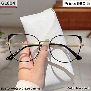 Black and Gold Cat Eye Metal Frame Eyeglasses for Women – GL604