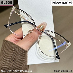 Black and Gold Rhinestone Cat Eye Metal Frame Eyeglasses for Women – GL605