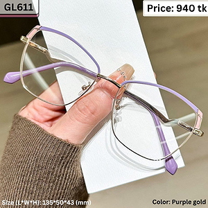 Purple and Gold Geometric Cat Eye Metal Frame Eyeglasses for Women – GL611