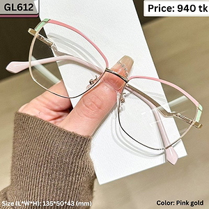 Pink and Gold Geometric Cat Eye Metal Frame Eyeglasses for Women – GL612