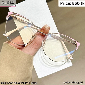 Pink and Gold Geometric Cat Eye Metal Frame Eyeglasses for Women – GL614