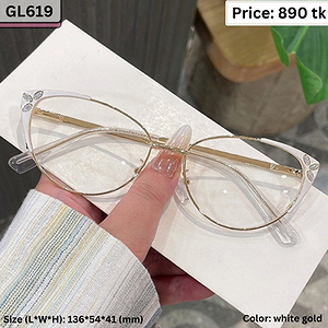 White, Gold, and Rhinestone Cat Eye Metal Frame Eyeglasses for Women – GL619