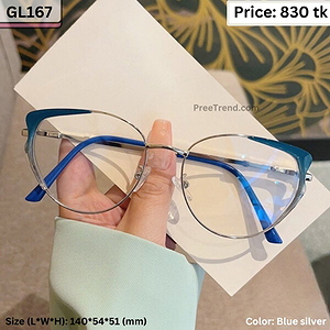 Blue Silver Cat Eye Metal Eyeglasses Frame for Women – GL167
