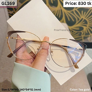 Tea Gold Cat Eye Metal Eyeglasses Frame for Women – GL169