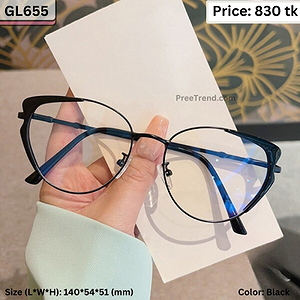 Matte Black Cat Eye Metal Frame Eyeglasses for Women & Men – GL655