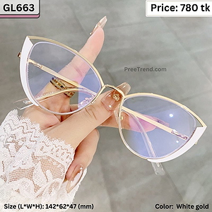 White and Gold Oversized Cat Eye Metal Frame Eyeglasses for Women – GL663