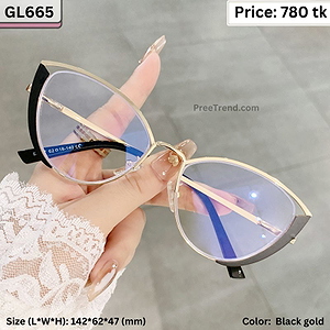 Black and Gold Oversized Cat Eye Metal Frame Eyeglasses for Women – GL665