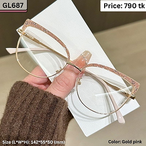 Gold and Pink Glitter Cat Eye Metal Frame Eyeglasses for Women – GL687