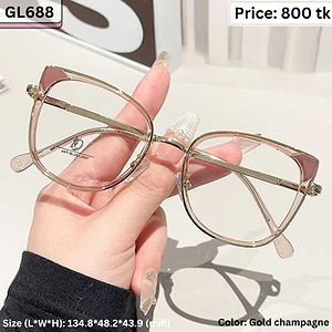 Gold and Champagne Cat Eye Plastic and Metal Frame Eyeglasses for Women – GL688
