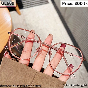 Powder Pink and Gold Geometric Round Metal Frame Eyeglasses for Women – GL689