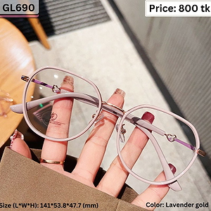 Lavender and Gold Geometric Round Metal Frame Eyeglasses for Women – GL690