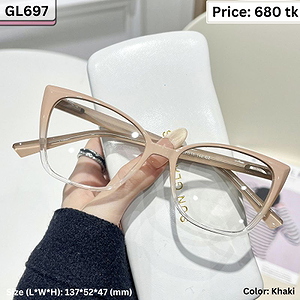 Khaki and Clear Gradient Square Cat Eye Plastic Frame Eyeglasses for Women – GL697