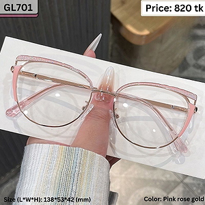 Pink Rose Gold and Glitter Cat Eye Metal Frame Eyeglasses for Women – GL701