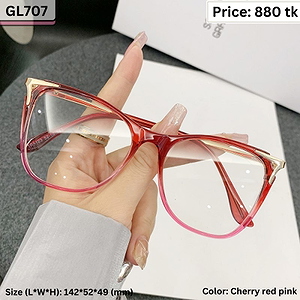 Cherry Red Pink Gradient Oversized Square Plastic and Metal Frame Eyeglasses for Women – GL707