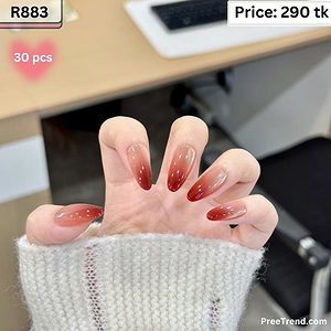 Glossy Amber Caramel Pearl Velvet Cat Eye Medium Coffin Press On Nails (24 Pcs) - R883