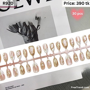 3D Metallic Gold Liquid Swirl & Starburst Pink Velvet Cat Eye Square Press On Nails (30 Pcs) - R920
