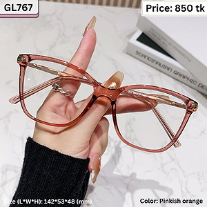 Pinkish Orange Square Plastic and Metal Frame Eyeglasses for Women & Men – GL767