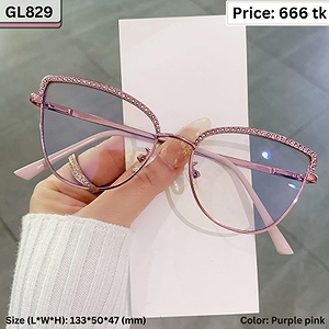 Purple Pink Glitter Rim Cat Eye Metal Frame Eyeglasses for Women – GL829