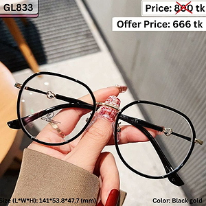 Black and Gold Heart Temple Geometric Round Metal Frame Eyeglasses for Women & Men – GL833