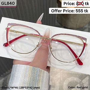 Red Gold Glitter Rim Cat Eye Metal Frame Eyeglasses for Women – GL840