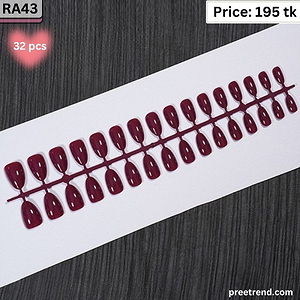Glossy Deep Burgundy Solid Color Short Square Press On Nails (32 Pcs) - RA43