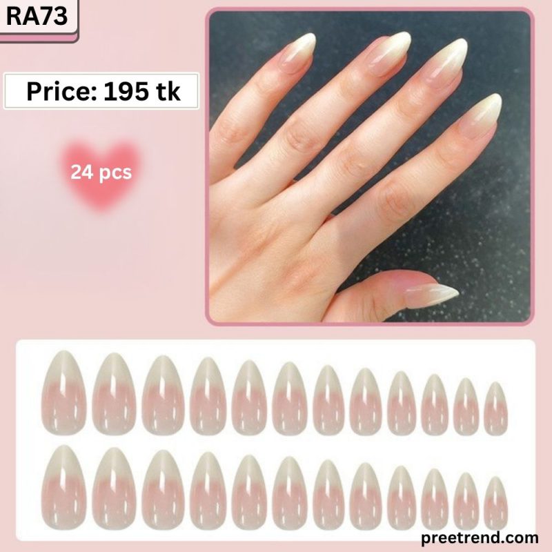 Hyper Realistic Glossy Milky White Baby Boomer French Ombre Gradient Almond Press On Nails (24 Pcs) - RA73