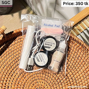 Solid Gel Application & Removal Kit with 2x Solid Adhesive Gel, Remover, Mini UV Lamp, Prep Pad & Tools - SGC